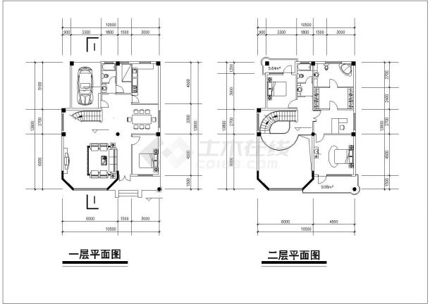 完整的别墅平立剖建筑CAD设计图纸-图一