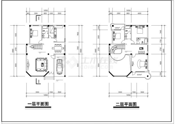 完整的别墅平立剖建筑CAD设计图纸-图二
