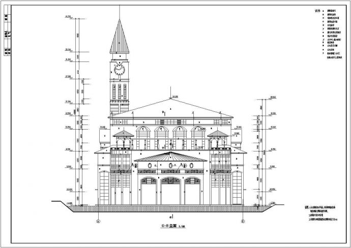 某社区三层框架结构会所建筑设计施工图_图1