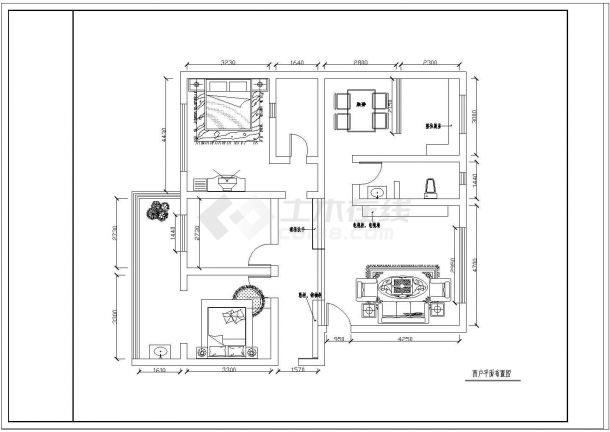 凤凰城住宅内室装修设计CAD详图                 -图一