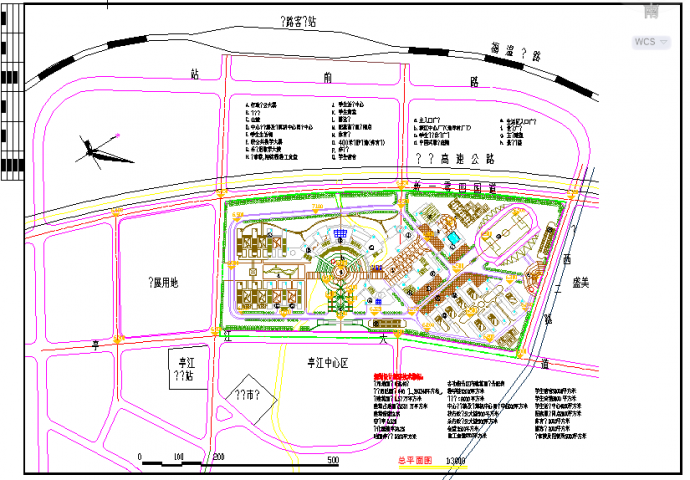 某地外贸学院建筑规划总图（含技术指标）_图1