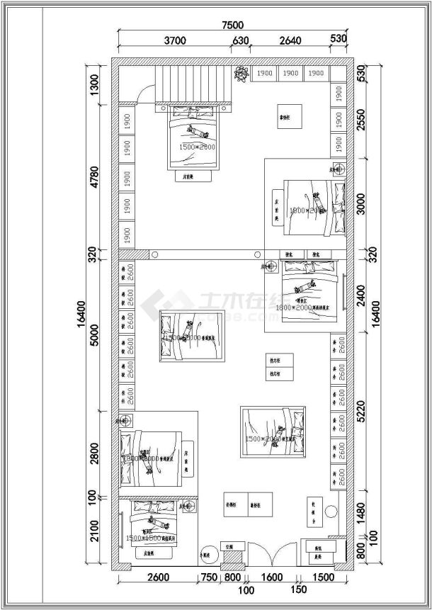 某地家纺城装修设计施工CAD图纸-图一