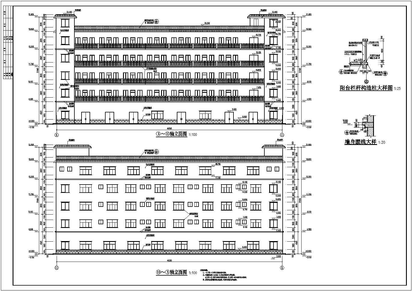 柳州五层框架结构科学研发楼建筑设计施工图