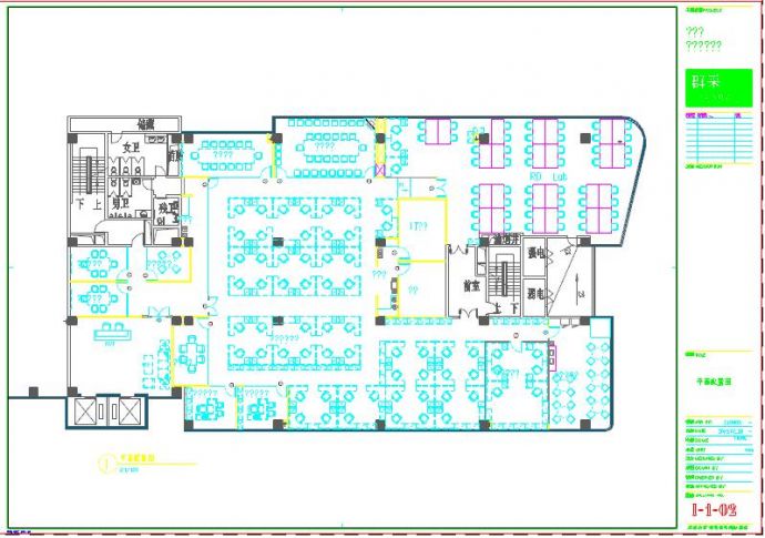 上海高档办公室装修设计CAD图纸_图1
