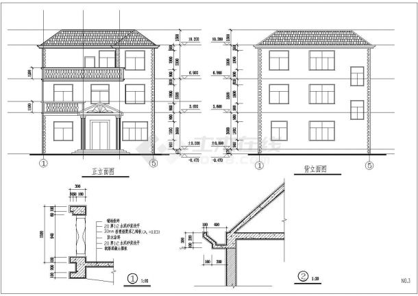某地三层框架结构别墅建筑结构设计施工图纸-图一