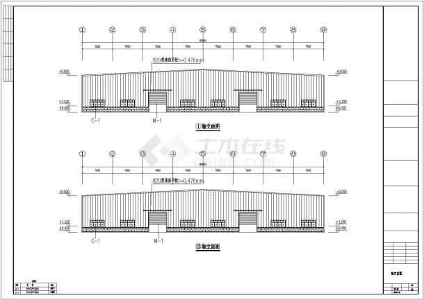 安徽小型钢结构工程仓库cad设计图-图一