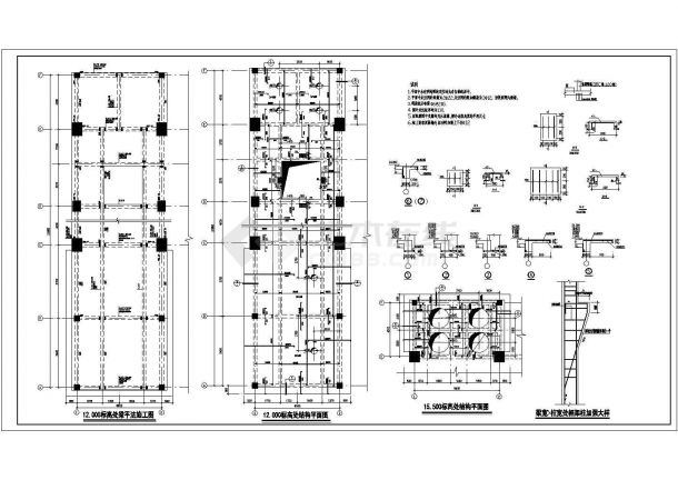 某地区三层框架结构蒸发车间厂房结构设计图纸-图一