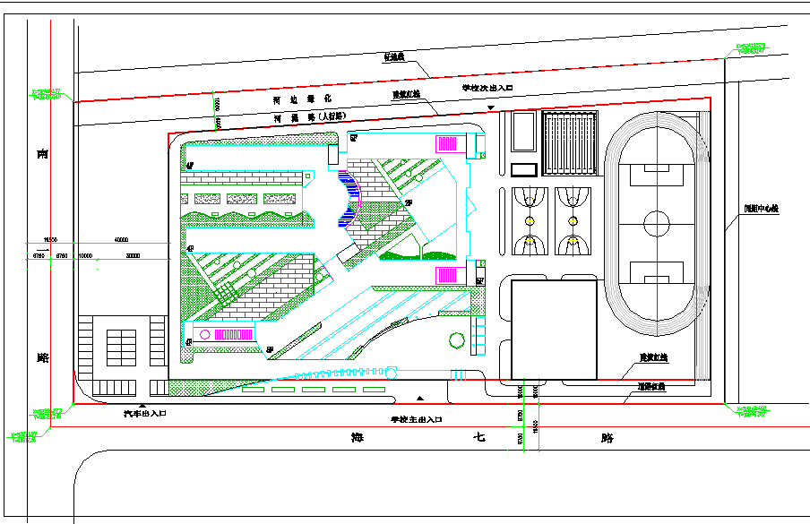 某地小学建筑cad总平面图（节点详细）