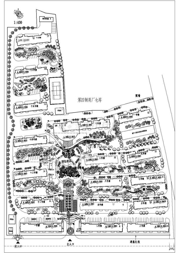 某地小区建筑规划设计方案总平面图-图一