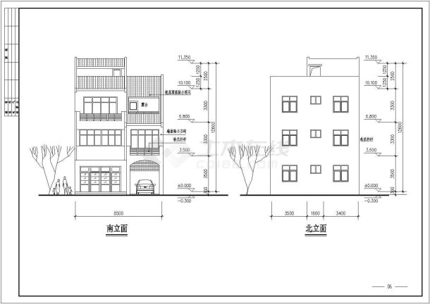 【广东】某新农村三层住宅建筑设计方案图-图一