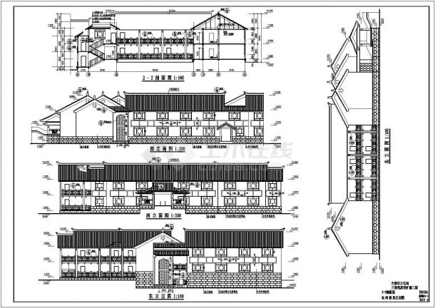 【大理市】二层框架结构庭院式酒店建筑施工图-图二