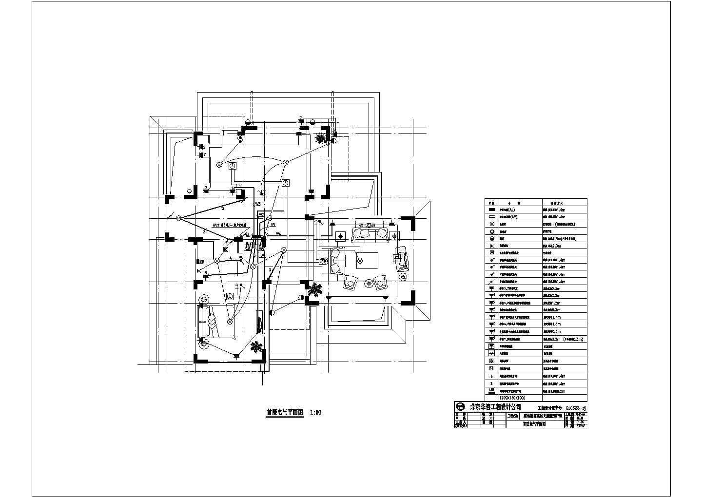 华北地区一栋二层别墅电气设计施工图