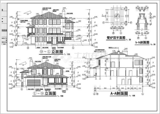 某两层现代风格别墅建筑施工图（带效果图）-图一