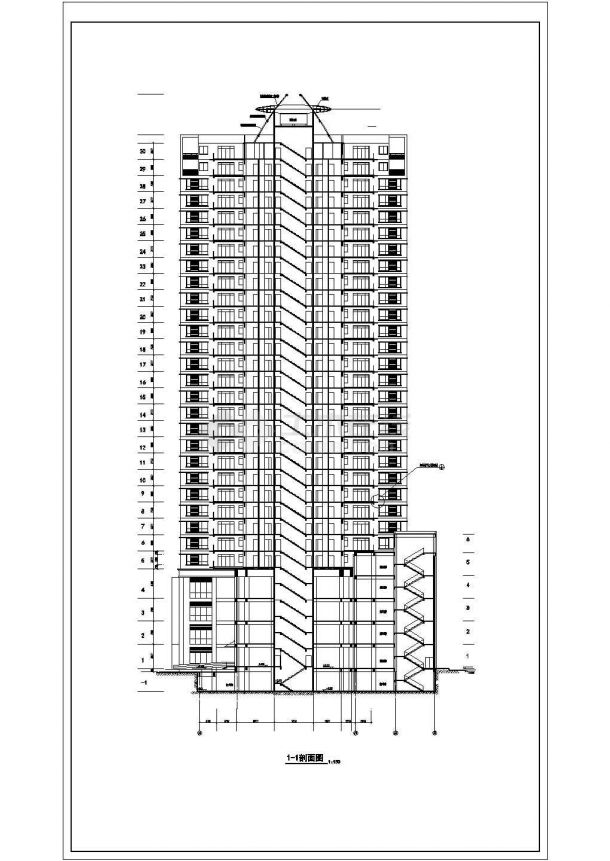 某地32层剪力墙商住楼建筑设计施工图-图一
