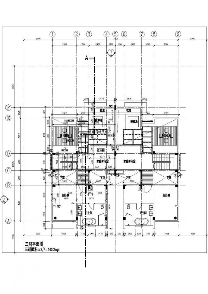 某双拼豪华别墅的全套完整CAD施工图纸 _图1