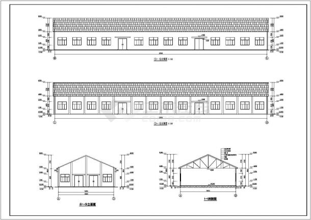某15米跨钢木结构厂房结构设计图（含建筑设计）-图一