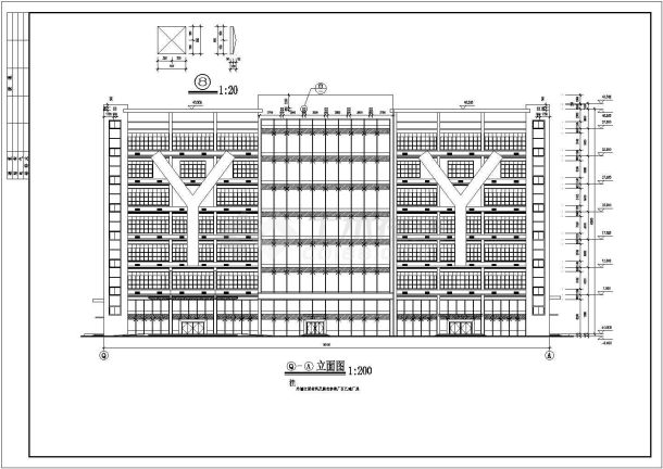 某电子厂七层框架结构厂房建筑设计施工图-图一