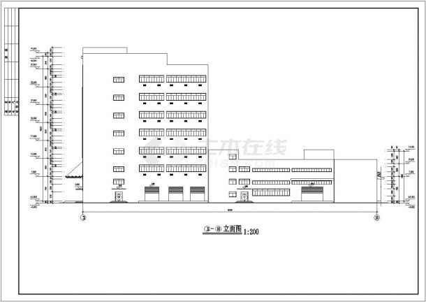 某电子厂七层框架结构厂房建筑设计施工图-图二