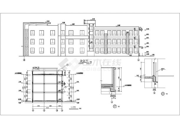 某地3层混凝土框架结构办公室建筑施工图纸-图二