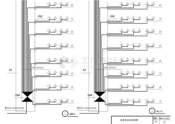 2001XD802住宅电气cad施工平面图纸全套方案-图二