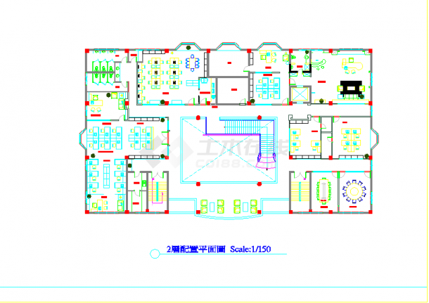 某商务楼建筑设计CAD平面施工图-图二