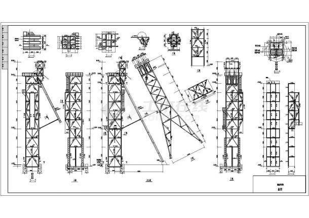 某天轮30.5米高的钢井架全套施工图-图一