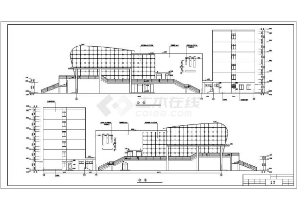 榆次六层框架结构会议中心建筑设计施工图-图一