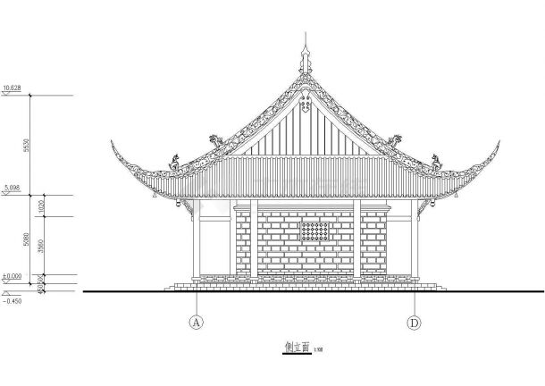 某高10610mm庙宇古建筑全套CAD设计图纸-图一