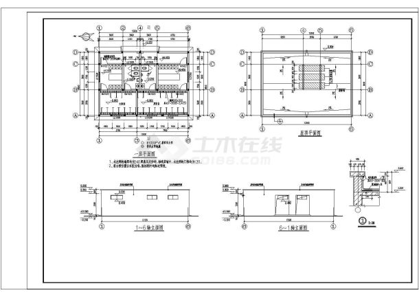 某项目单层砌体结构浴室建筑结构施工图-图一