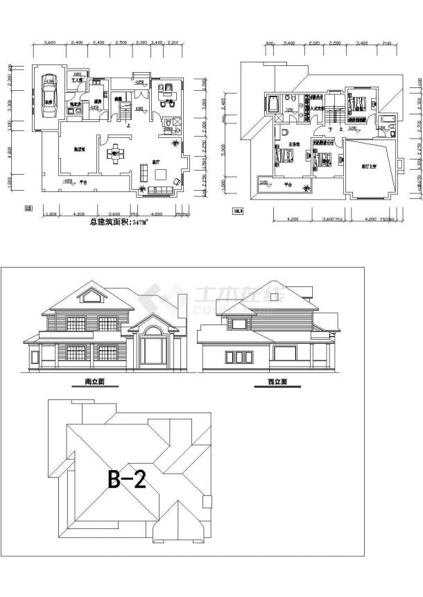 三套别墅建筑设计方案图（共6张）-图一