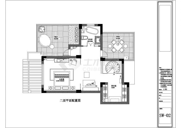 简欧（别墅）施工设计方案全套CAD图纸-图二