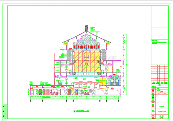 普陀山某度假酒店中心楼装修设计施工CAD图-图二