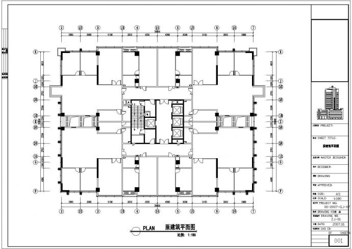 某商业大厦办公室装修全套设计施工CAD图_图1