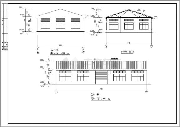 某地单层框架结构厂房车间全套建筑结构施工图-图二