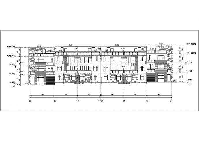 某地三层框架结构连体别墅建筑方案设计图纸_图1