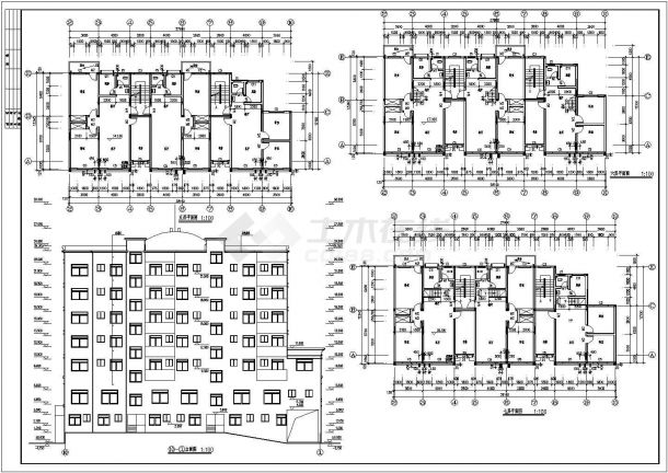某商住楼建筑施工设计CAD方案图纸-图二