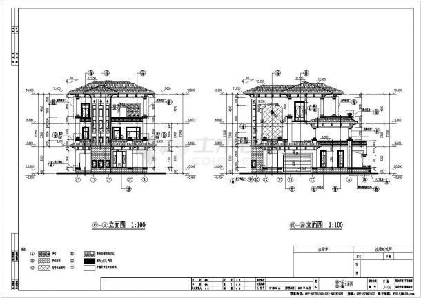 某小区三层框架结构别墅建筑设计施工图-图一