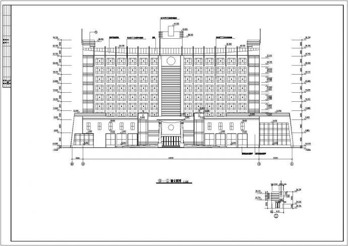 某地九层框架结构宾馆建筑设计方案图_图1