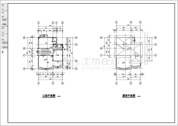 某地别墅的建筑设计cad施工图纸-图二