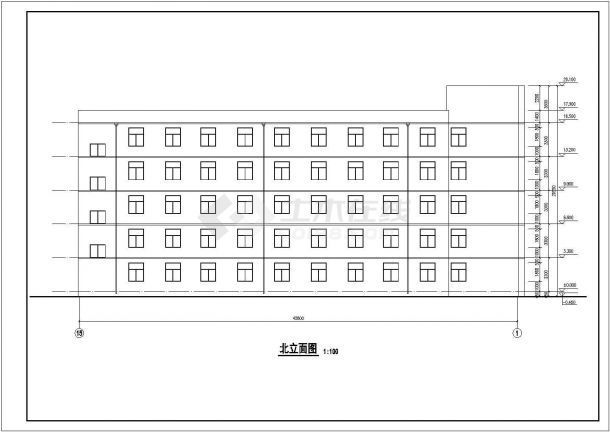5层宿舍楼建筑设计平立剖面cad施工图-图二
