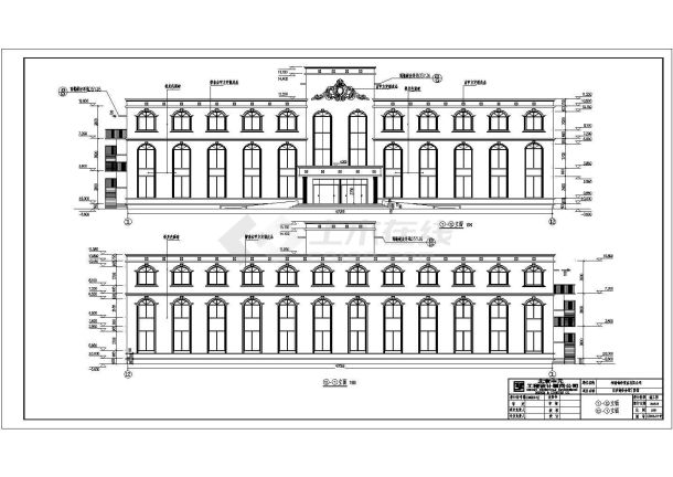 郑州市某地3层框架结构欧式宾馆建筑设计施工图纸-图一