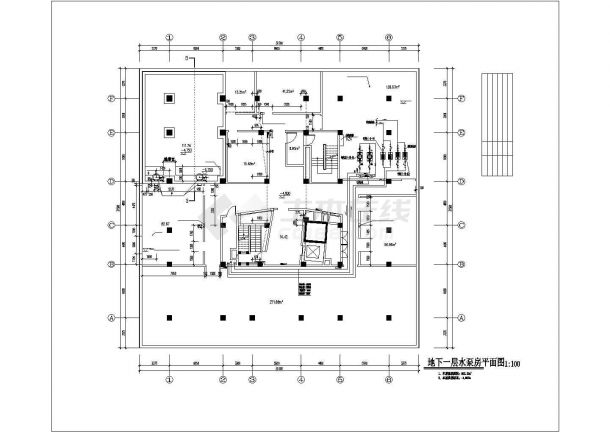 某多层办公楼水环式水源热泵空调设计图-图一