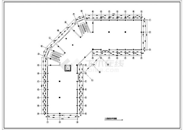 某地商业中心大楼办公楼装修CAD设计图-图二