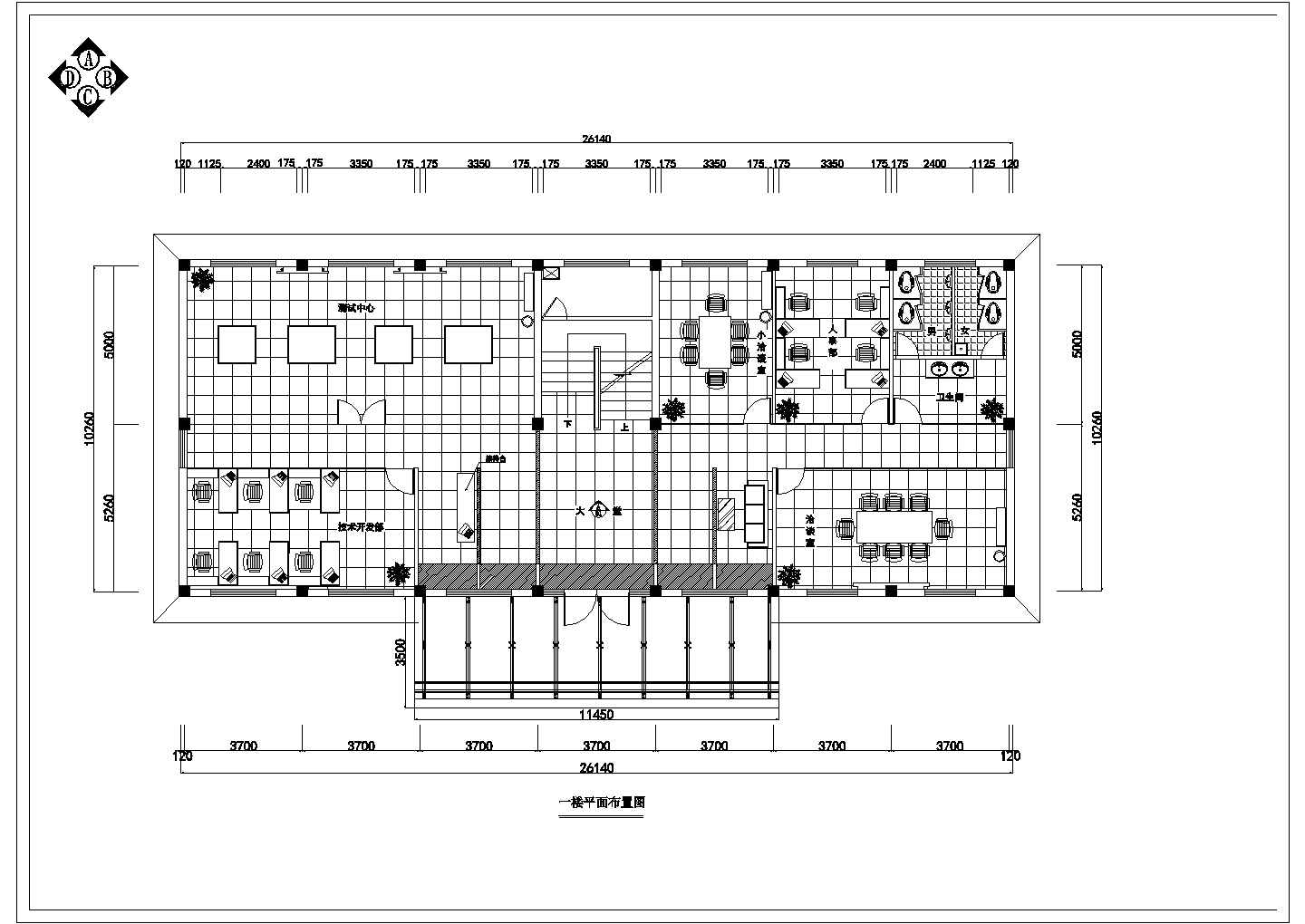 某市商业大楼办公室装修CAD设计图纸