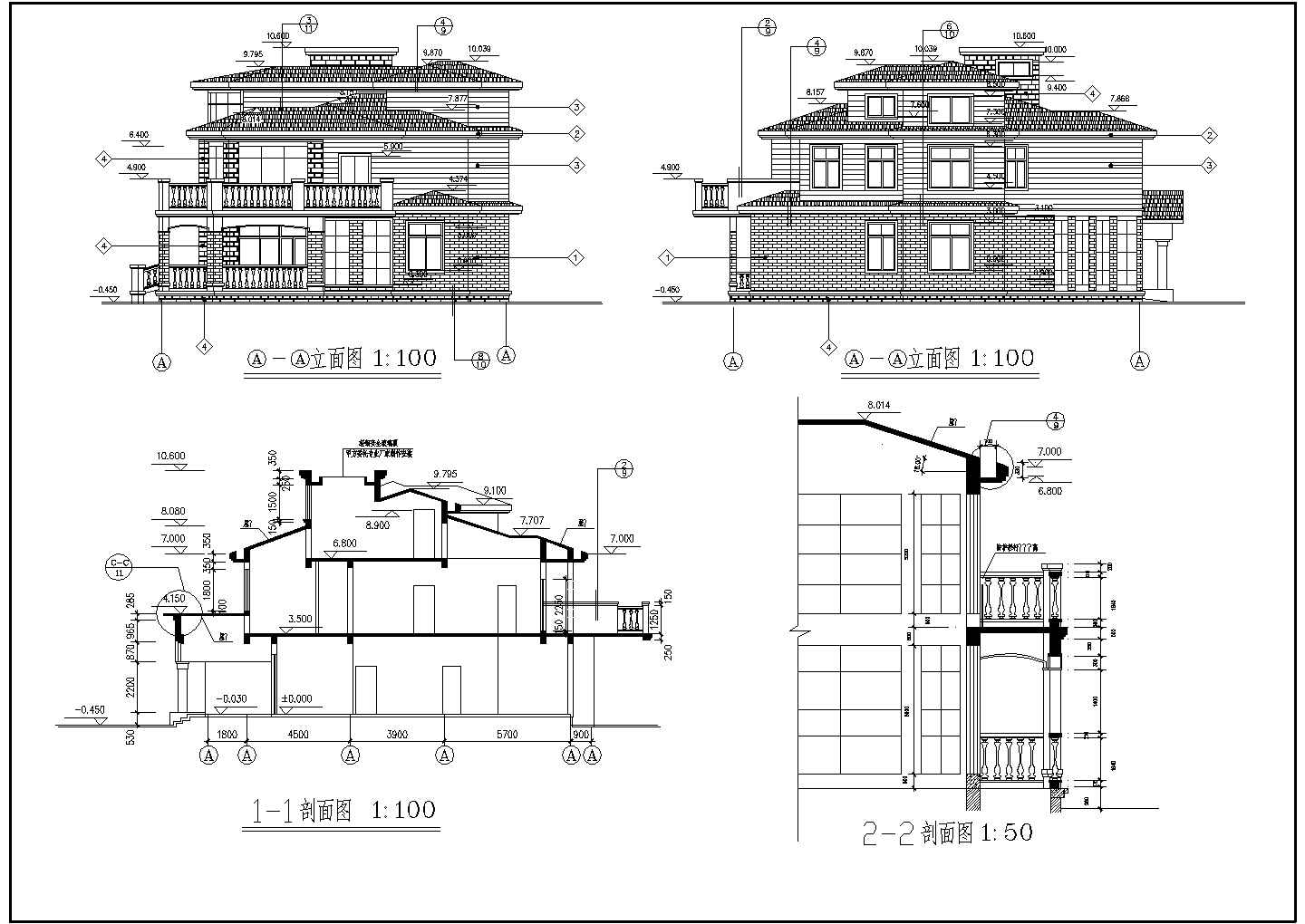 小型别墅设计建筑图纸（标注详细）