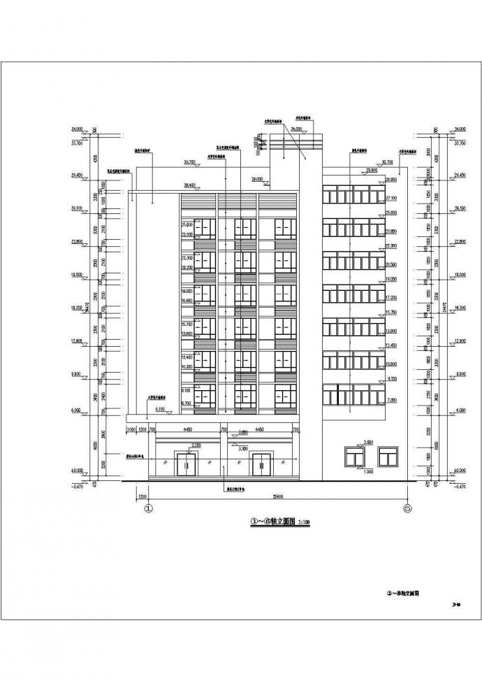 某地八层框架结构酒店建筑设计施工图纸_图1