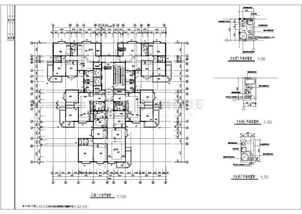 某高层文教大院住宅建筑施工全套CAD图纸-图二
