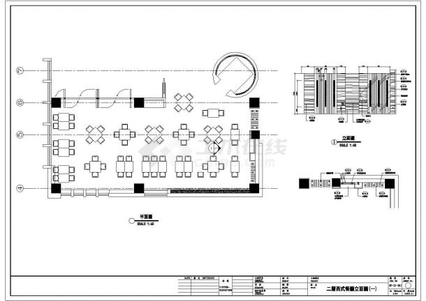 某餐厅二层设计方案及施工全套CAD图纸-图二