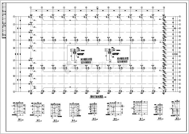 温岭市40.2米3连跨单层轻型门式钢架厂房结构施工图-图一