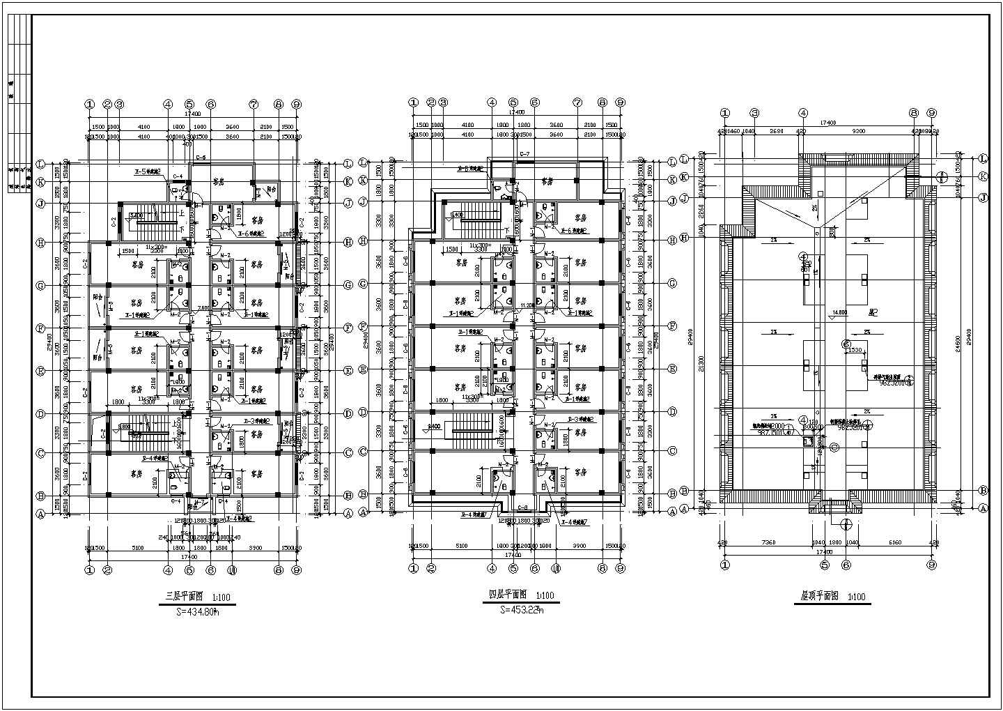 市某招待所建筑设计CAD方案施工图